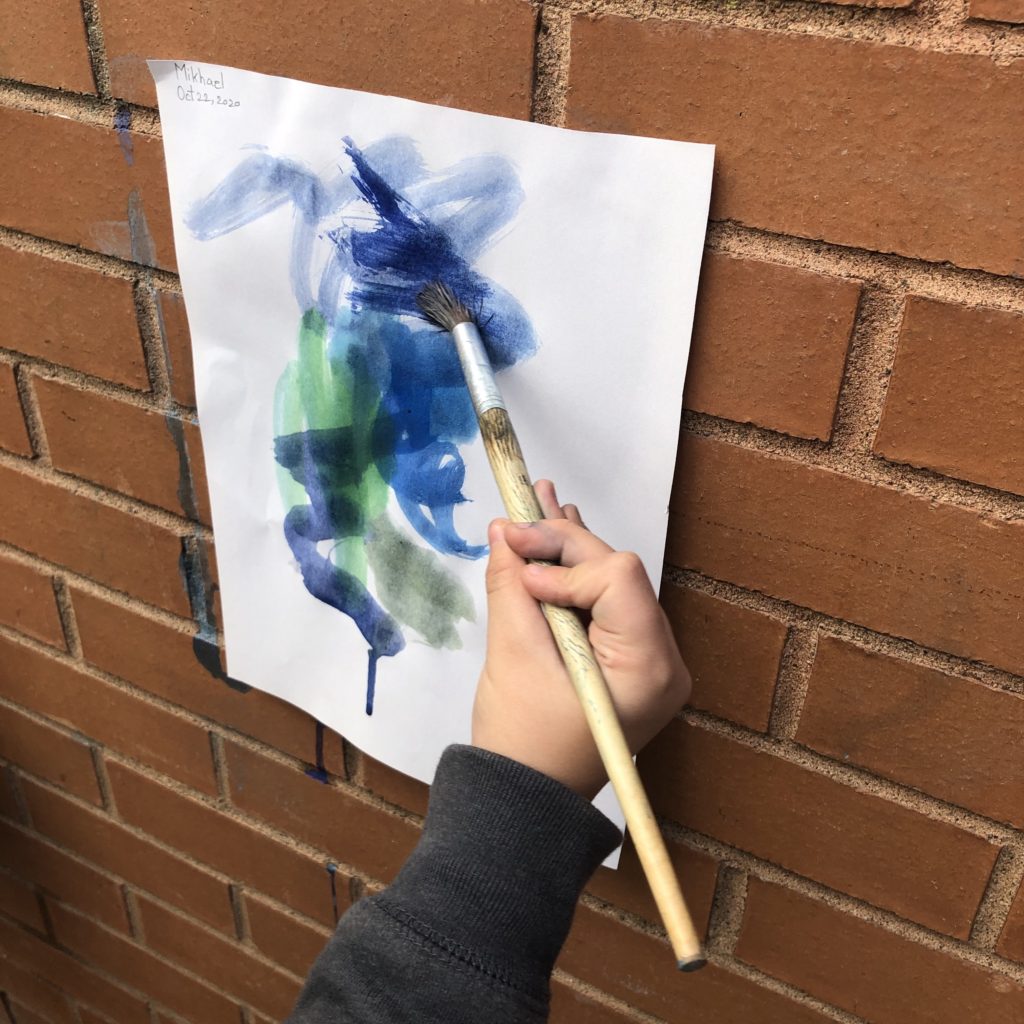 Our outdoor exploration centres included a painting centre where we painted insects. 