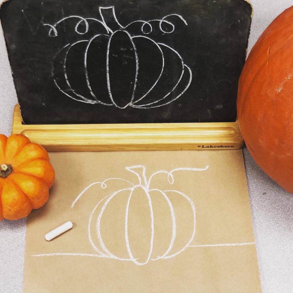 chalkboard pumpkin and kraft paper pumpkin