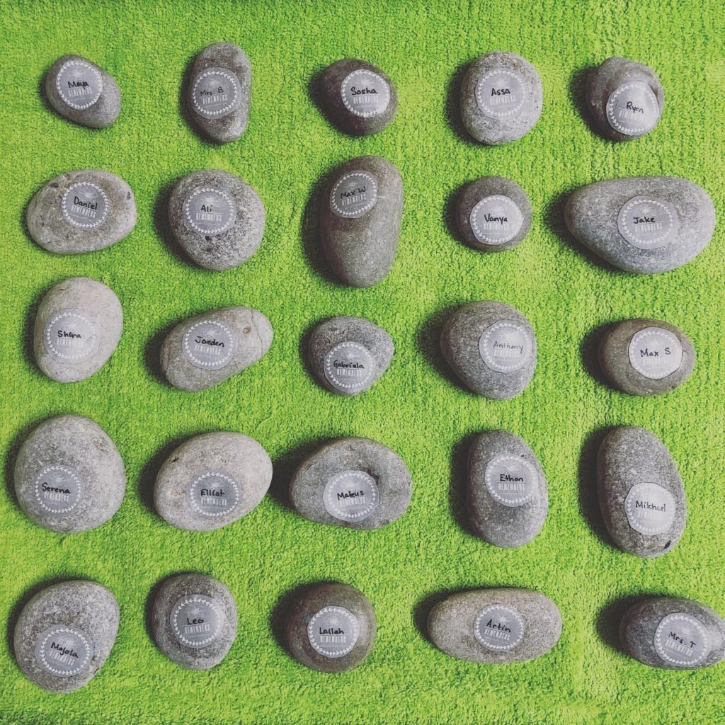  grey river stones with names 